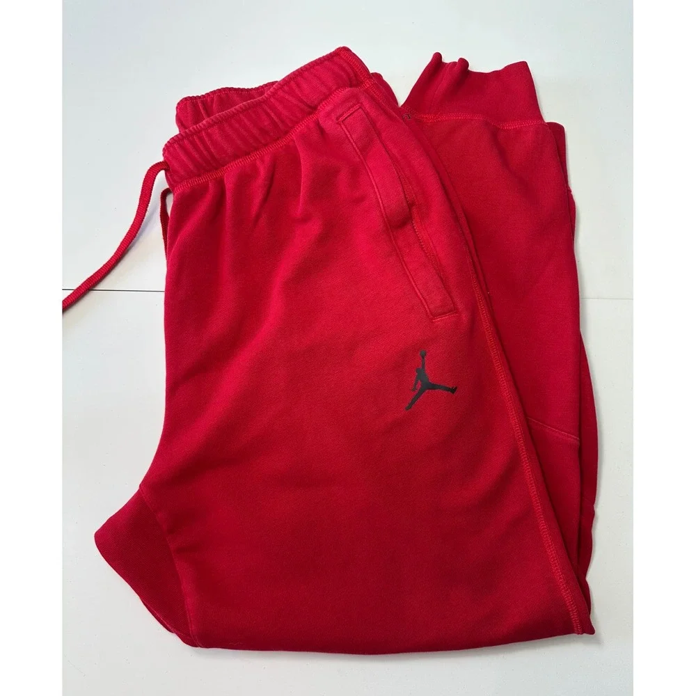 Jordan Dri-FIT Mens Joggers Red Fleece Sweatpants Jumpman Size Medium